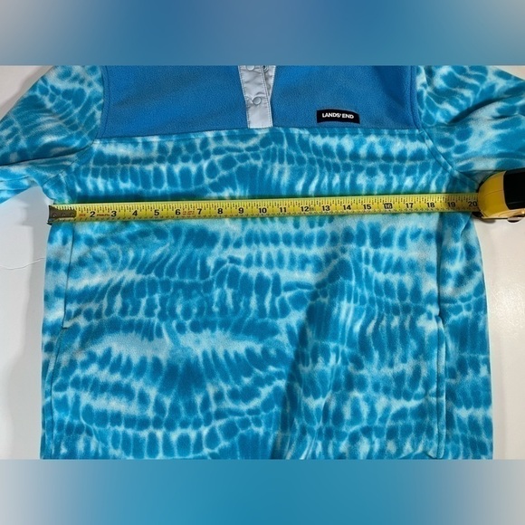Lands' End Fleece blue tie-dye pullover jacket sz M 10-12 preppy gorpcore - Picture 6 of 9